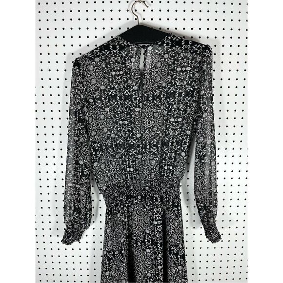 MISA Los Angeles Black & Cream Print Semi Sheer Maxi Dress - Picture 2 of 9